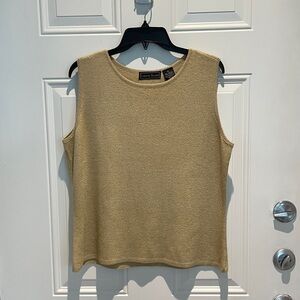 Laura Scott Gold Tan Metallic Sleeveless Top XL, Sparkle Holiday Cream Like NEW